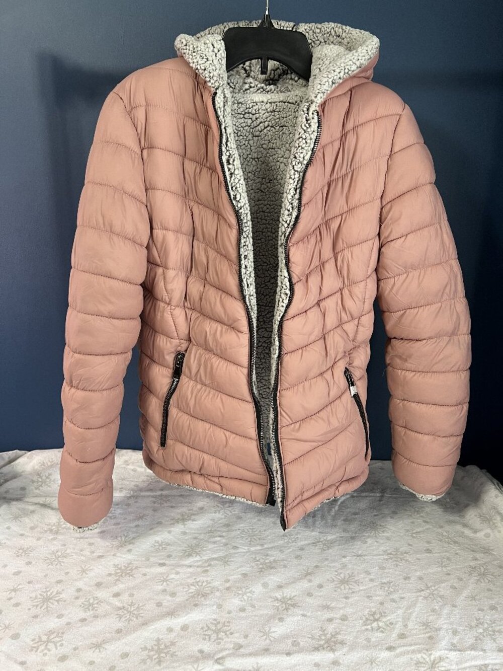 Snobbish Collection Girls Hooded Puffer Coat Dusty Rose L